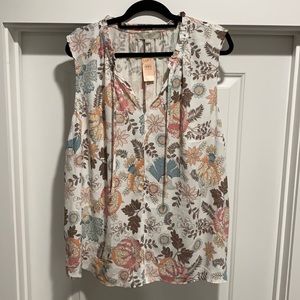 Loft Plus Spring Print Sleeveless Blouse